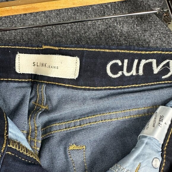 Slink Jeans Womens 4  Curvy Cotton Stretch Pockets Tapered Leg  Dark Wash - Picture 5 of 10